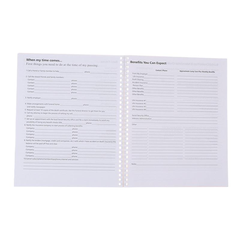 1Pc End Of Life Planner Workbook Putting Things In Order To Help My Loves When I`M Gone