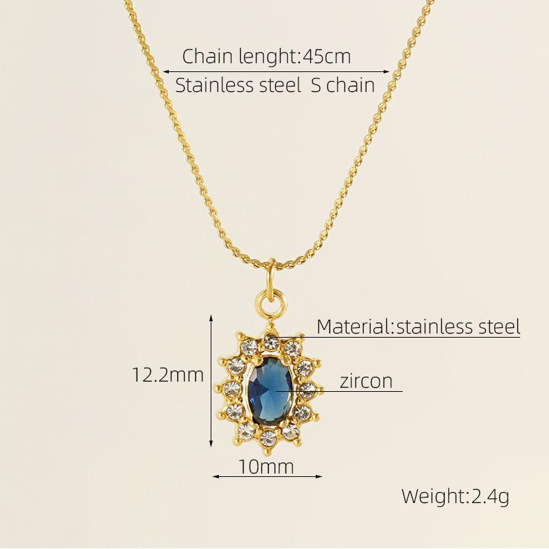 Stainless Steel Sunflower Zircon Bamboo Necklace High-grade Sporty Color-free Pendant All-match