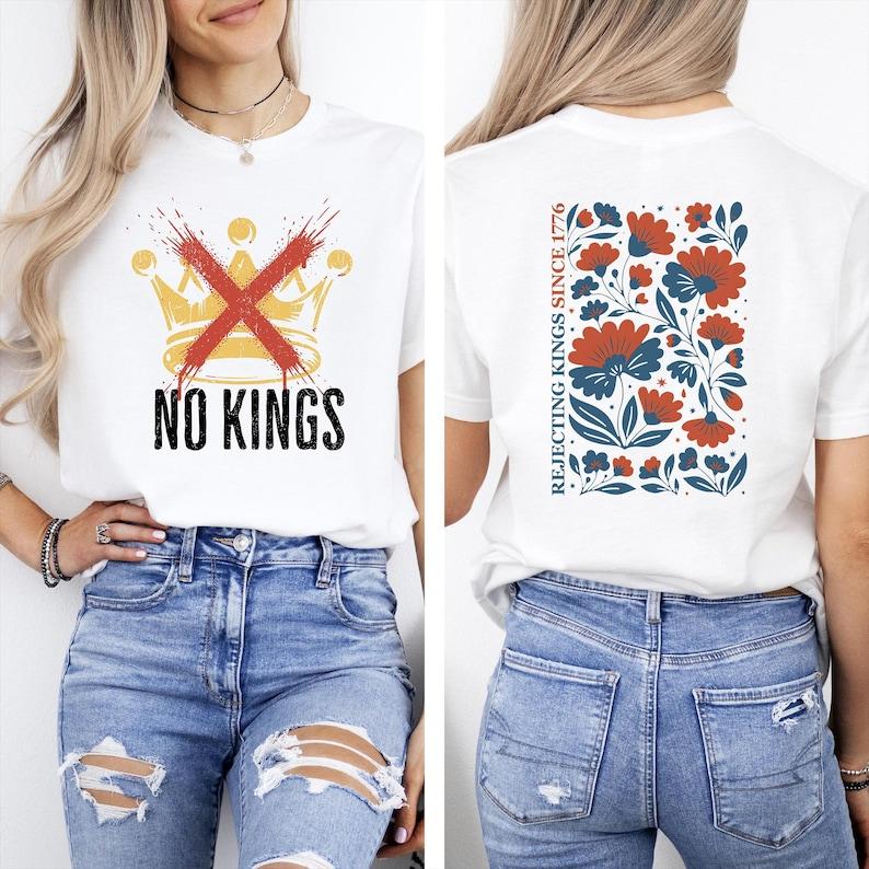 Nope Kings Protest Crown 2 Sided Political Anti Maga Cotton Shirts Regular Short Sleeve Printed Tshirt Tee New Style Streetwear