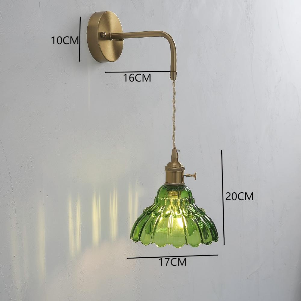 Japanese Retro Floral Glass Wall Lamps Modern Simple Bedroom Study Bedside Lamp for Led Mirror Light with Adjustable Wall Sconce