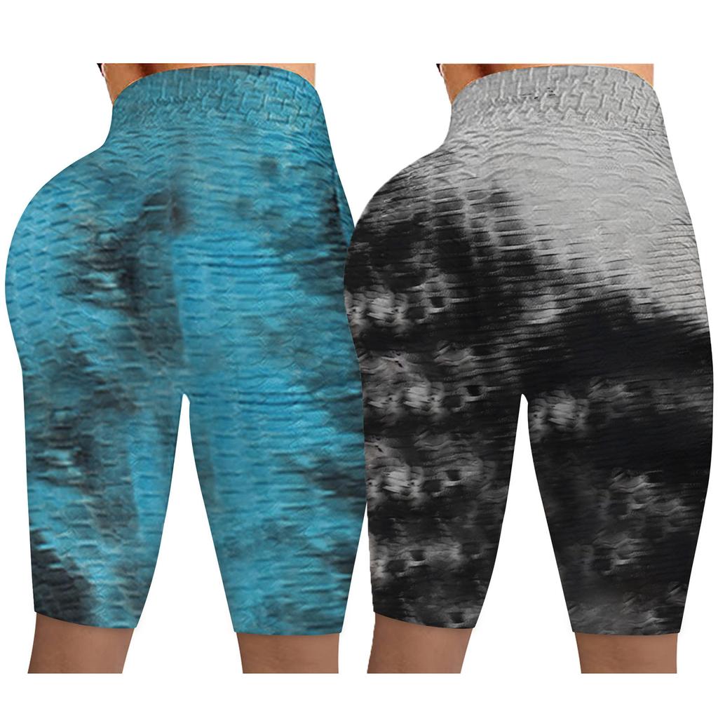 Women Wrinkled Tie- Leggings Stretch Running Fitness Yoga Pants Biker Shorts