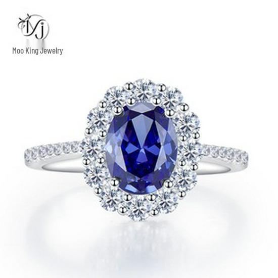 Mijing Jewelry S925 Silver Purple Diamond Oval Radiant Ring for Women