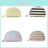 Polyester Striped Makeup Bag With Multipurpose Storage For Travel And Outdoor Use