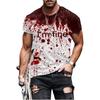 Horror Bloody 3D Digital Printed Men's Personalized and Fashionable Round Neck Short Sleeved T-shirt