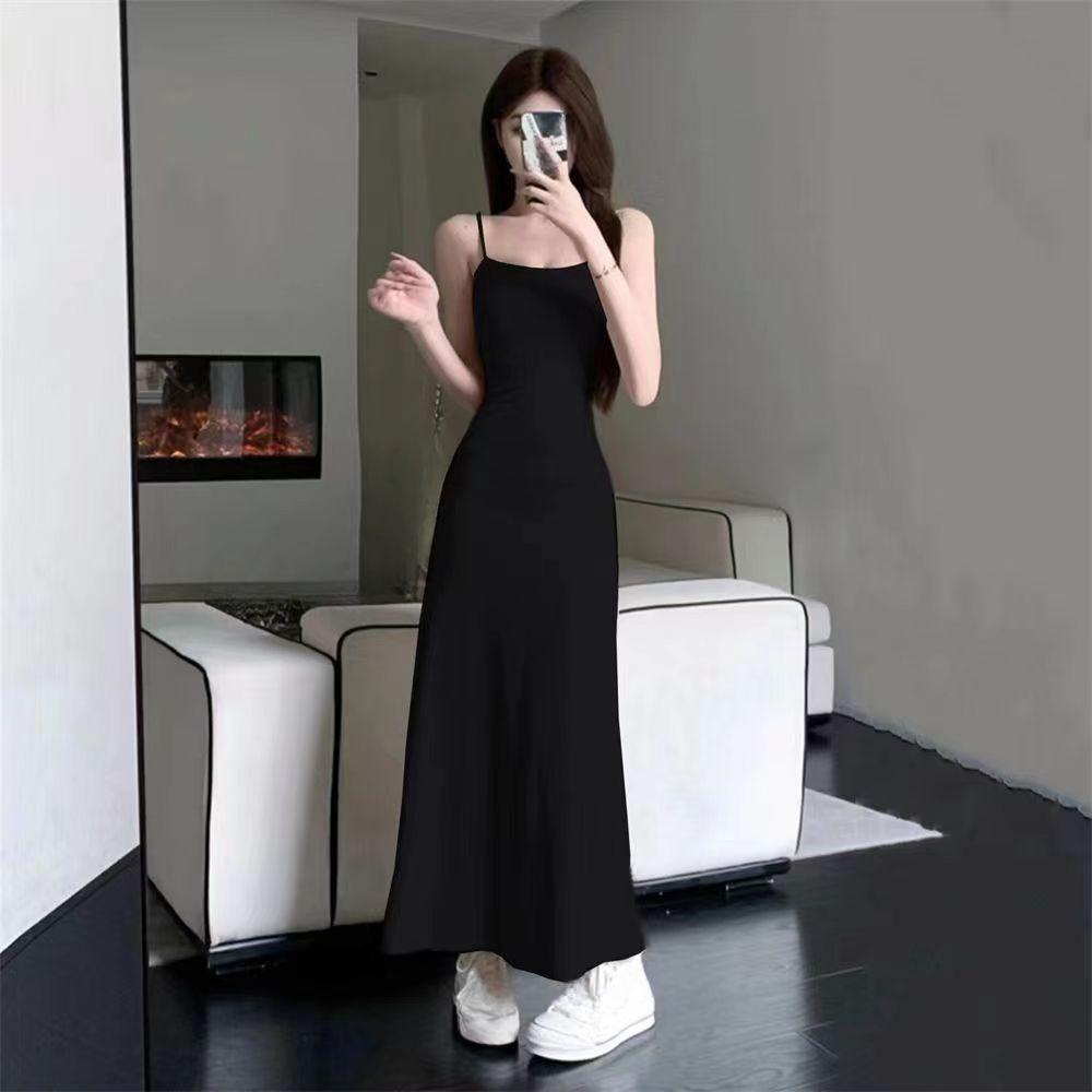 Woman Spring Summer Style Bodycon Dress Female Sexy Sleeveless Spaghetti Strap Split Sheath Dress