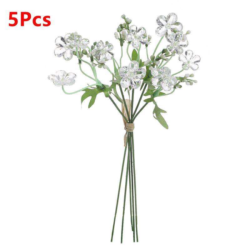

5Pcs/lot 28cm Acrylic Crystal Bead Bouquet Artificial Flower for Home Room Wedding Decoration DIY Craft Wreath Gifts Accessories белый