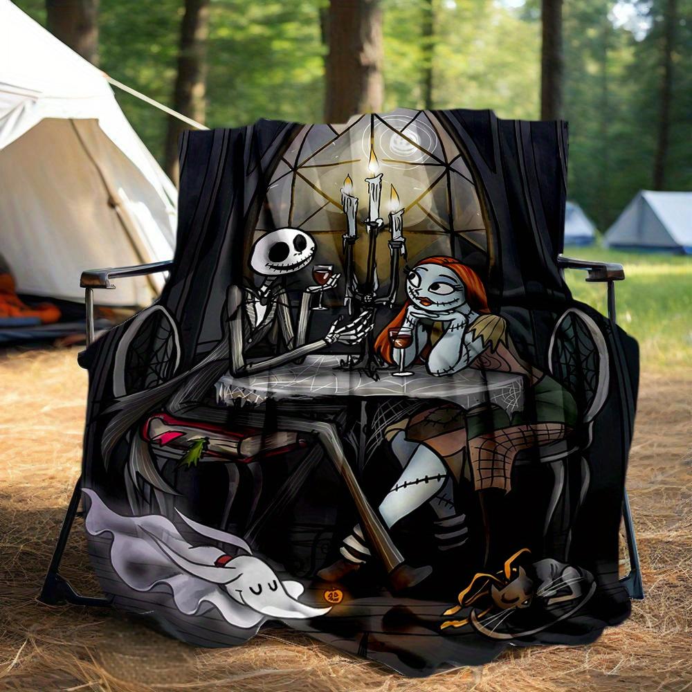 1pc, Jack Skellington and Sally's Candlelight Dinner Themed Blanket Cute Design for Room Decor, Soft Throw Blanket Perfect