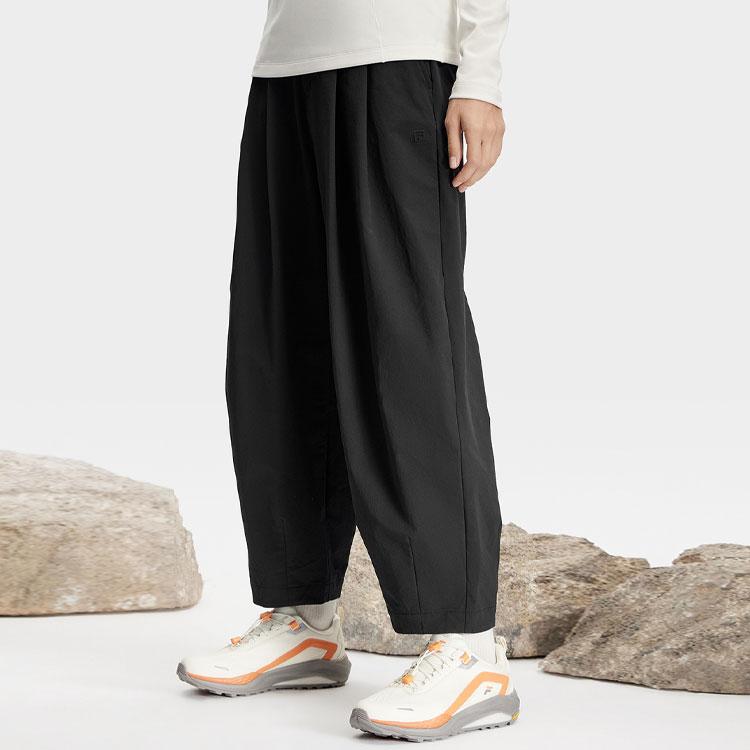 Fila Solid Color Mid Waist Loose Fit Knit Sports Pants Women Bottoms Deep-Black A11W417802F-BK