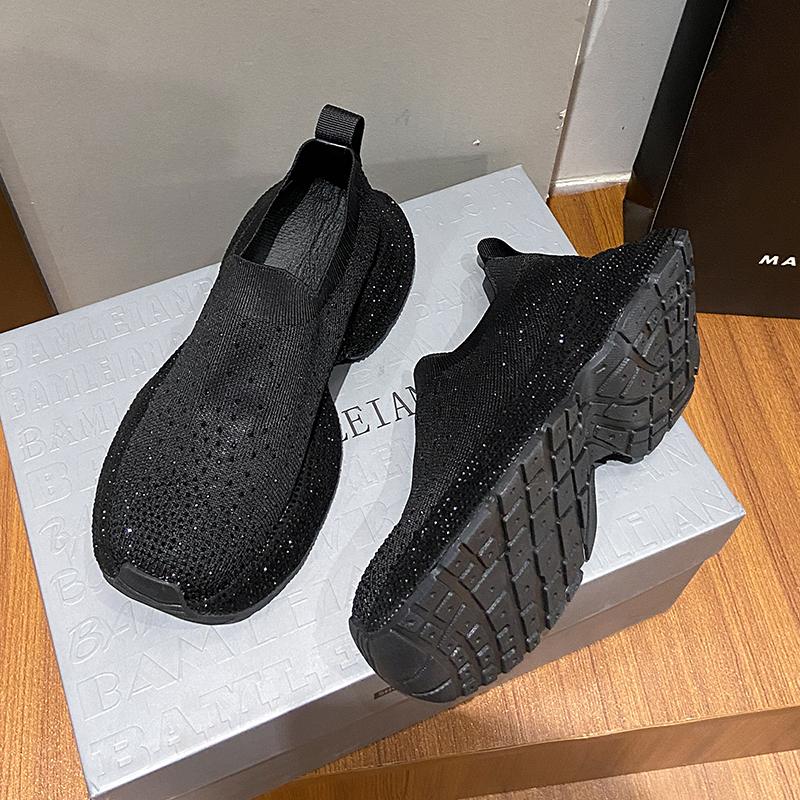 Fashion 2025 Summer Autumn Women's High Quality Water Diamond Casual Shoes Luxury Thick soled Single Shoes Designer SLIP-ON Flat Shoes