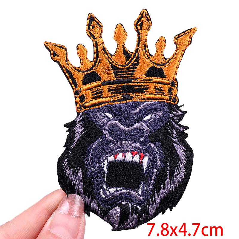 

Патч Король Медведь Курящая Обезьяна/Мышечное Животное Вышитые Патчи На Одежду Панк/Рок Патч Пришивные Патчи Для Одежды Сделай Сам