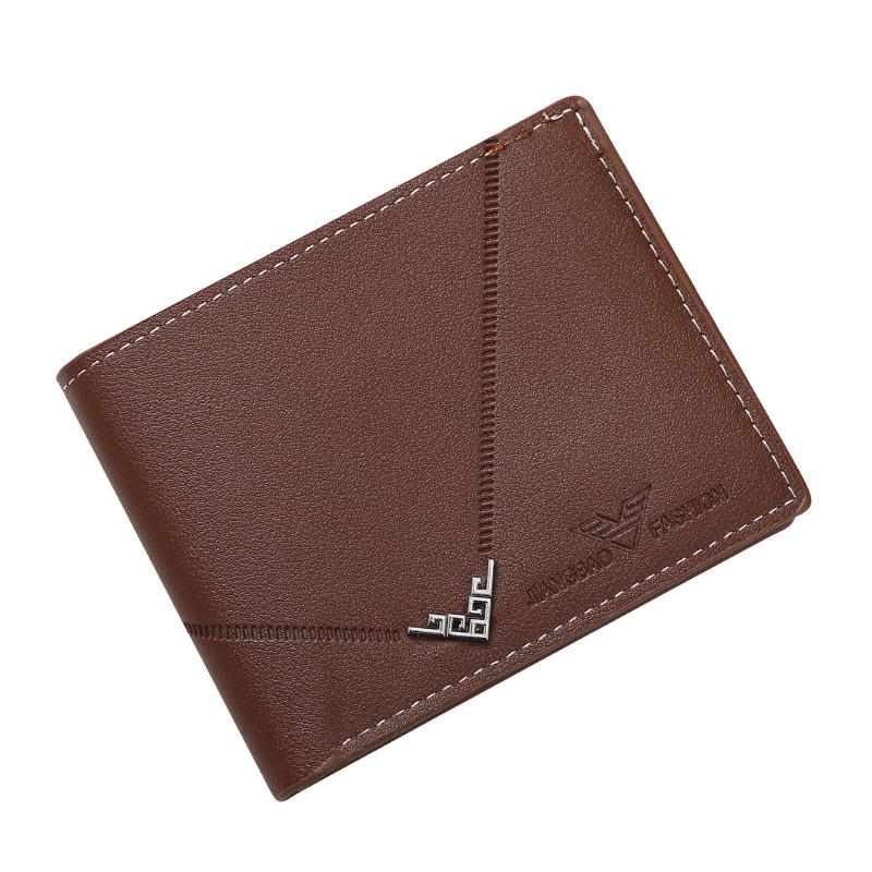Lychee Texture PU Leather Men's Wallet Short Cash Purse Multi Card Slot Patchwork Card Holder Horizontal Money Clip