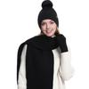 3Pcs/Set Winter Knitted Scarf Gloves Set Pom Pom Ball Double Layer Thickened Brimless Hat Touchscreen Gloves Neck Warmer Set