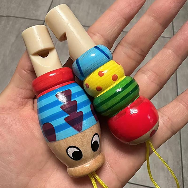 3PCS Cartoon Wooden Animal Whistles Kids Musical Toys Montessori Educational Birthday Gifts Party Favors Noise Makers