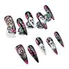Press On Nails Women Ins Style Halloween Ghost Face Green Vine Red Leaf Dark Horror Design Acrylic False