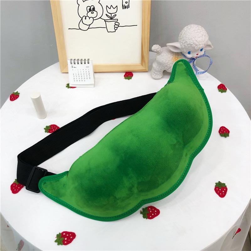 Funny bean bag shoulder women's bag Harajuku personality fun edamame bag cute soft girl messenger bag
