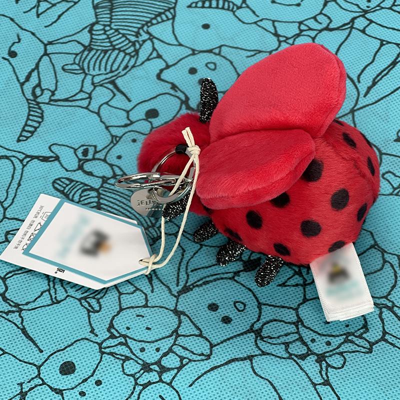 JC Red Ladybug Bag Charm Insect Keychain Pendant Includes a 20 cm x 27 cm Green Dust Bag With Tags Gift Tag Charm