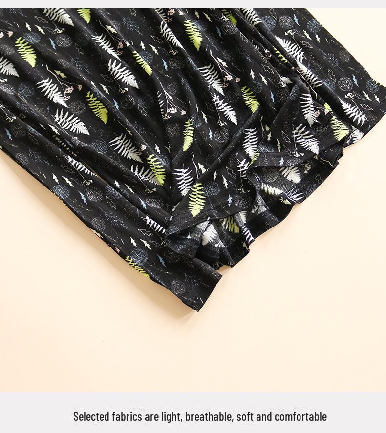 Tangge Silk Autumn/Winter Warm Printed Knitted Underwear Set