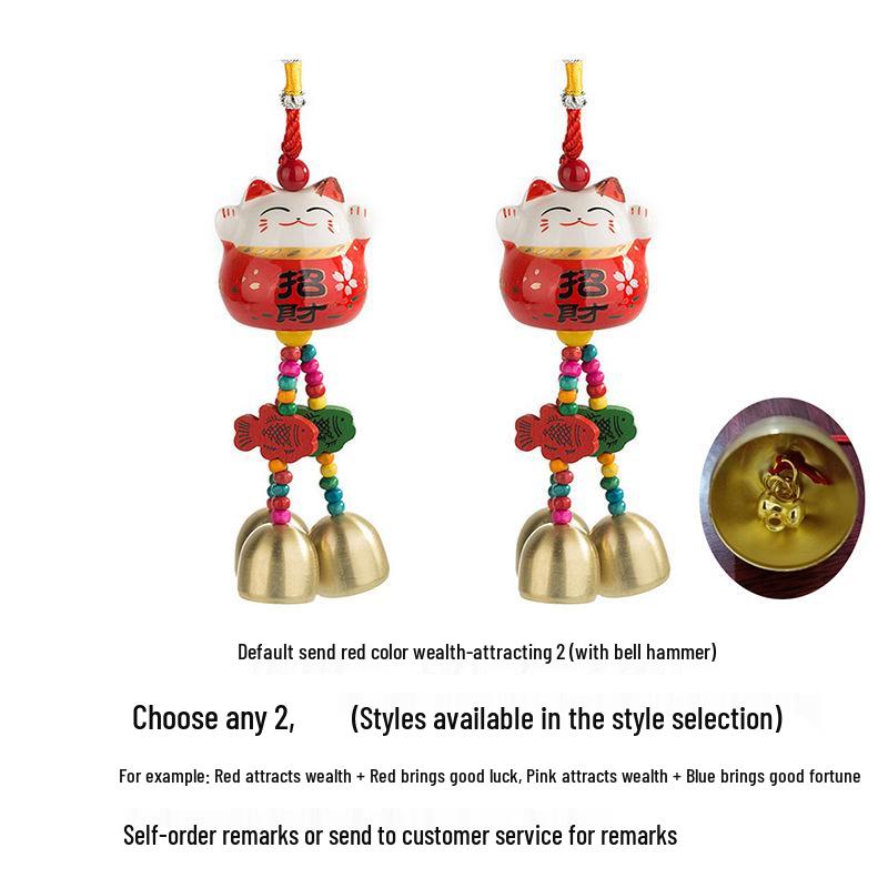 Cat Ceramic Wind Chime Doorbell Pendant - Small Hanging Ornament for Doors or Shop Openings