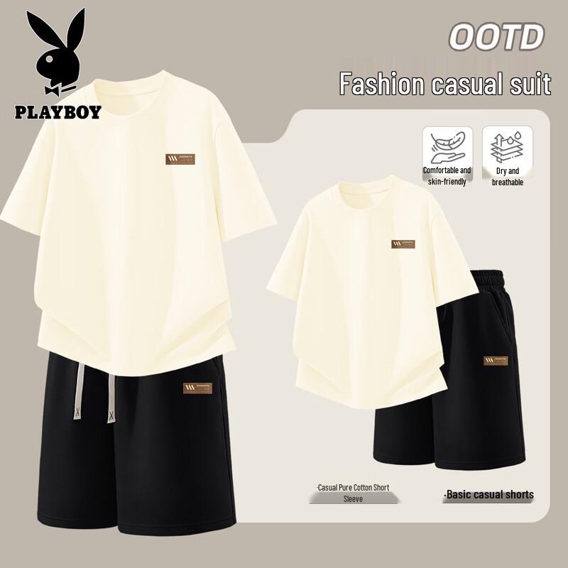 PLAYBOY Men's Cotton T-shirt & Shorts Sport Set