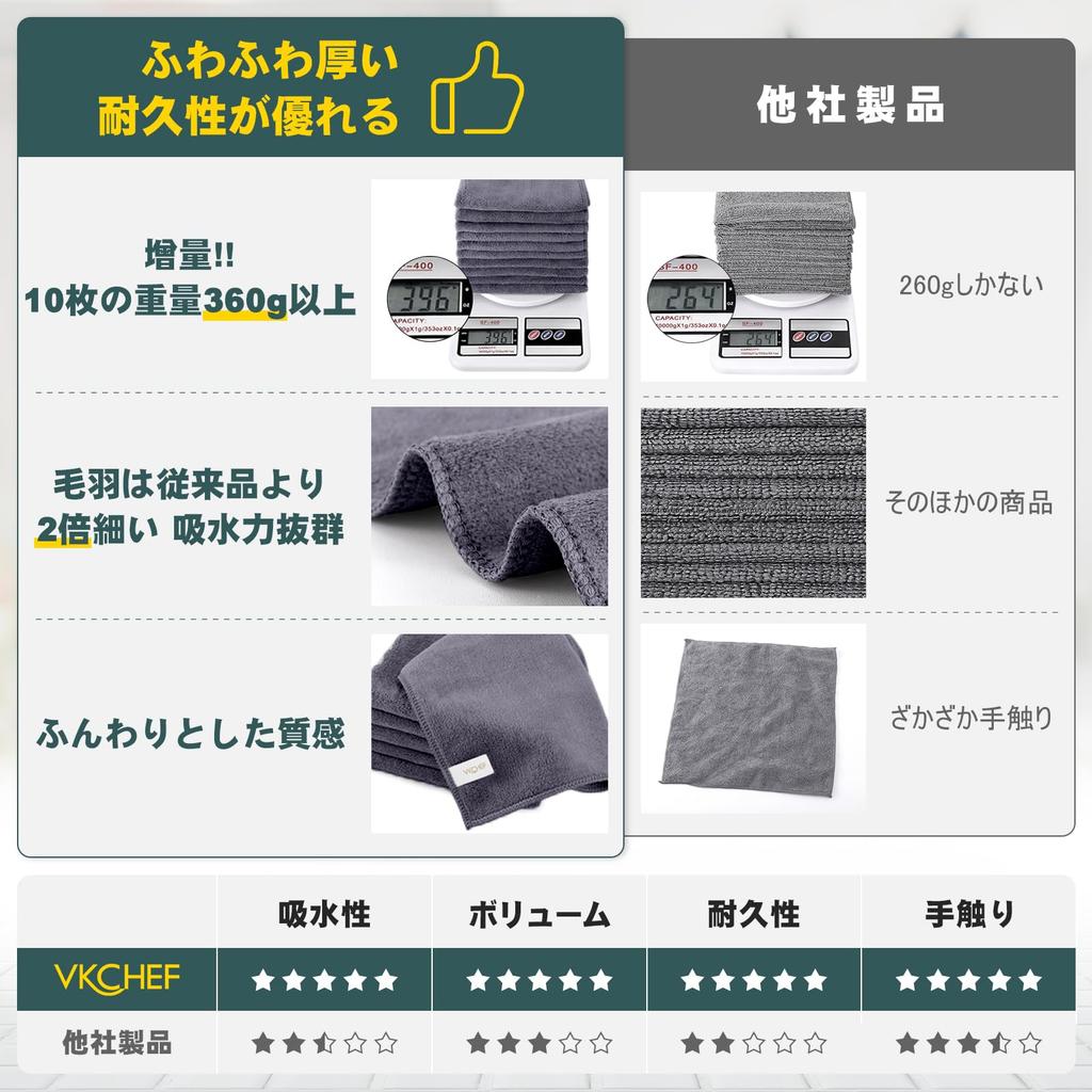 VKCHEF Kitchen Kitchen Hand Dishcloths with Kitchen Set of 10 Dark Gray 4 Towels, Cloths, Dishcloths, Towels, Dishcloths, Loops, Quick-Drying Towels,