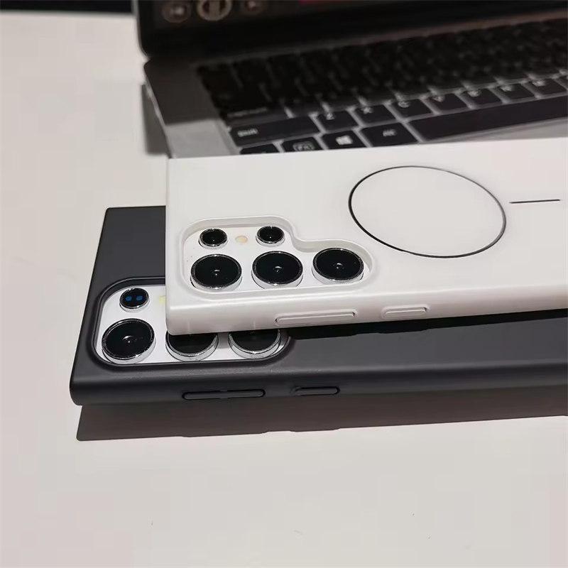 Plating Case Bumper for Samsung S25 Ultra/S24 Ultra/S25 Plus/S23 - MagSafe Wireless Charging Shockproof Hard Shell Cover