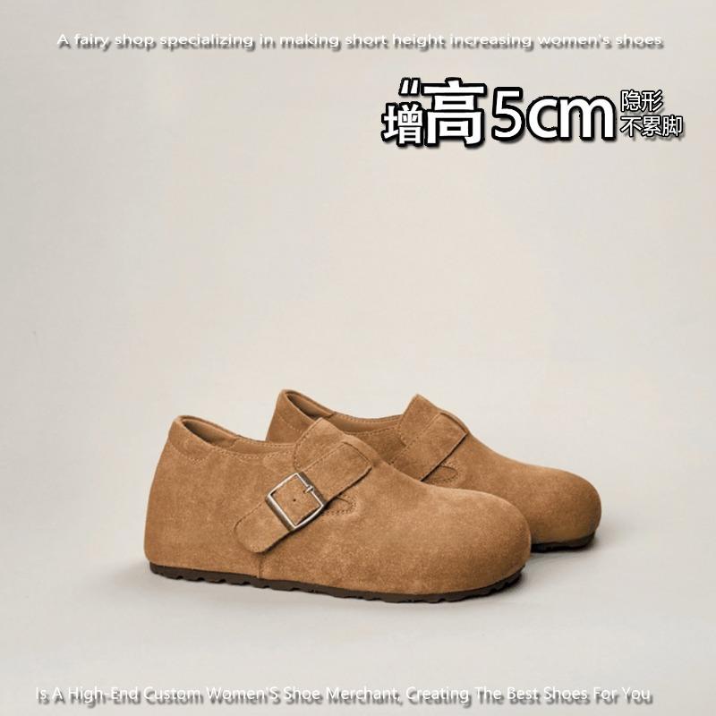 Invisible inner height increase leather women s winter velvet warm versatile single shoes warm not stuffy feet casual cotton shoes 35