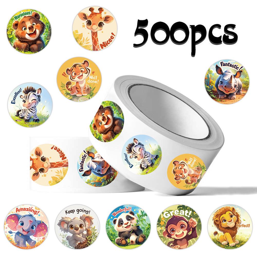 500 Cute Animal English Stickers: Child Rewards, Planner Decor, DIY Sealing & Film Tape
