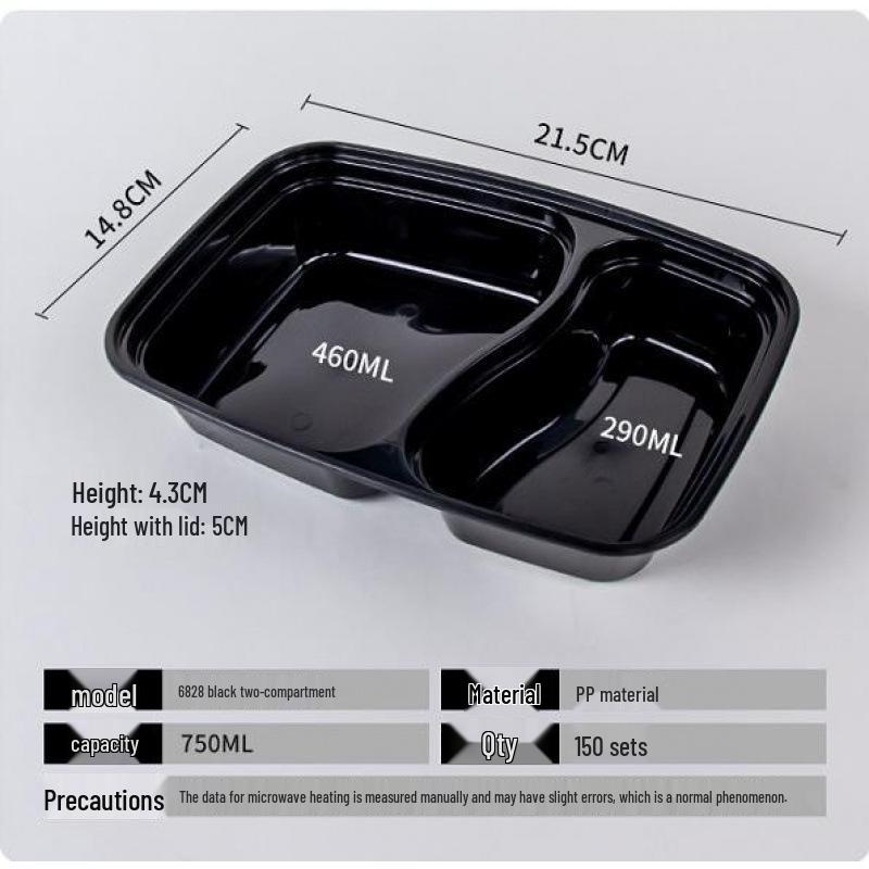 Custom Multi-Compartment Disposable Food Containers - 4, 5, or More Compartments - Takeaway Bento Fast Food Boxes, Rectangular Lunch Boxes