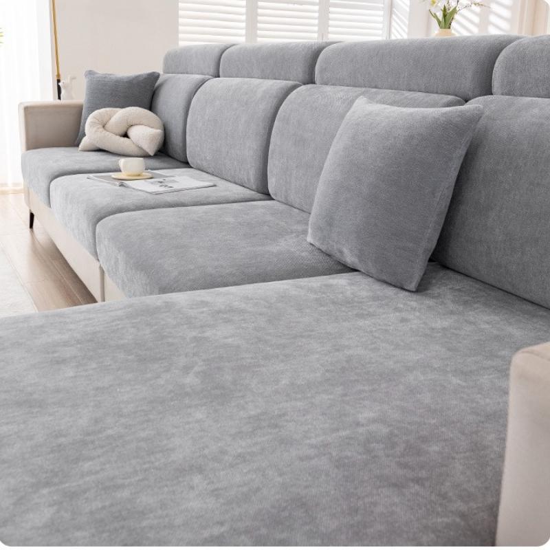 Universal Elastic Sofa Cover Full Backrest Headrest Slipcover Simple Style Chenille Seat Cushion Cover For Living Room Furniture