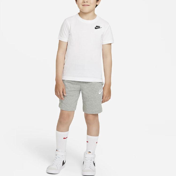 Nike Logo Print Round Neck Pullover Short Sleeve T-Shirt Kids Tops White DQ4251-100