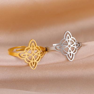 Adjustable Double Layer Miko Knot Titanium Steel Ring Vintage Minimalist Women's Finger Ring Gift