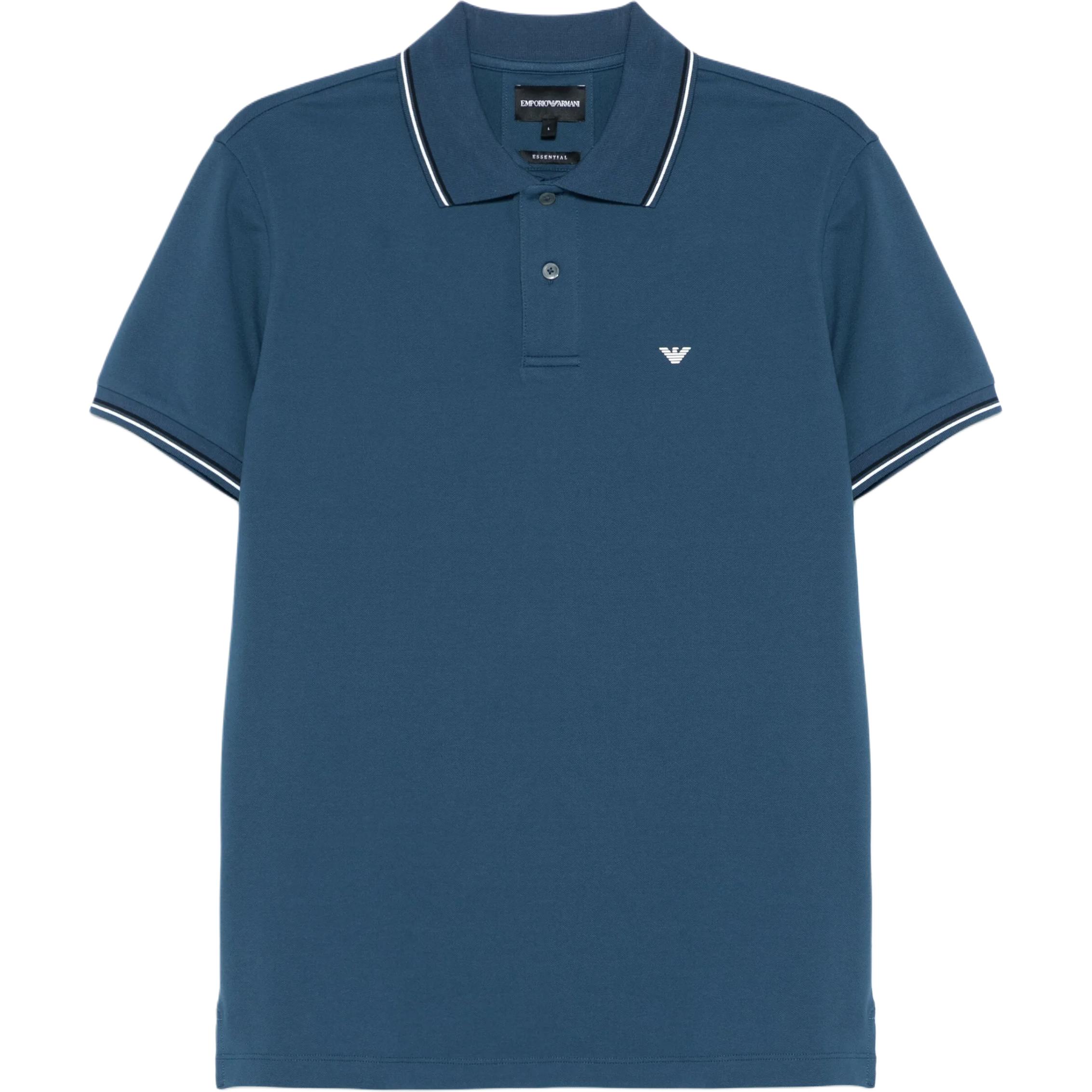 Emporio Armani Striped Logo Print Short Sleeve Polo Shirt Men tops Blue 8N1FB41-JPTZ0-SB150 S