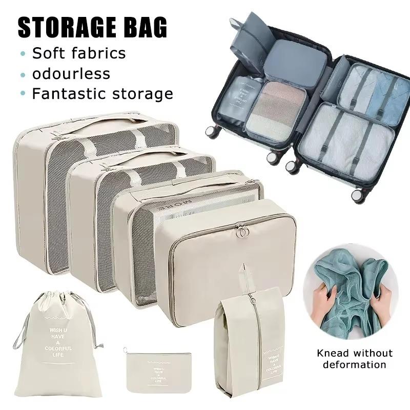 8Pc Foldable Waterproof Storage Bag Three-dimensional Travel Storage Bag Bundle Pocket Home Large Capacity Clothing Storage Bags