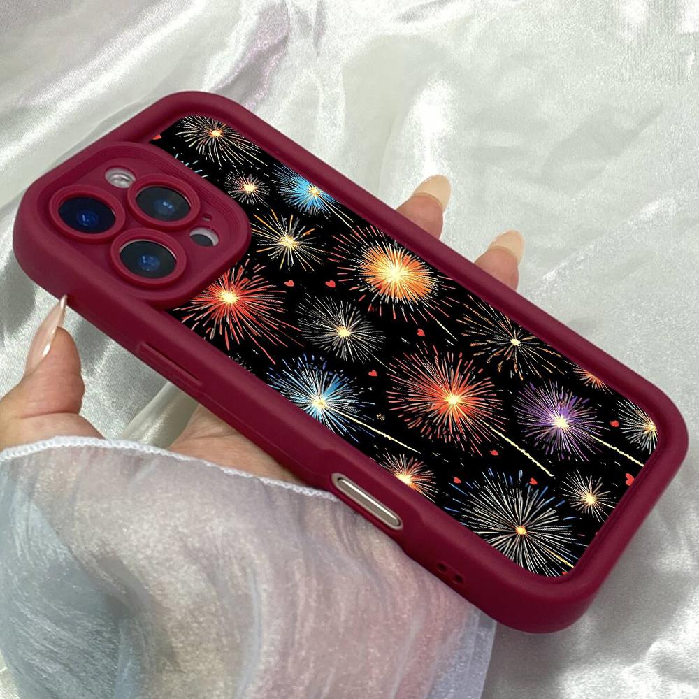 JT248 fireworks cartoon drawing artwork for iPhone 17 16 15 14 13 Pro Max Samsung S26 S25 Ultra A17 A16 A07 A56 A36 A15 Xiaomi 15T Redmi 15c Soft Case