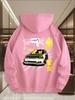 Racing Enthusiast Print Men's Casual Sports Hoodie for Autumn and Winter, Suitable for Everyday Workout Wear.