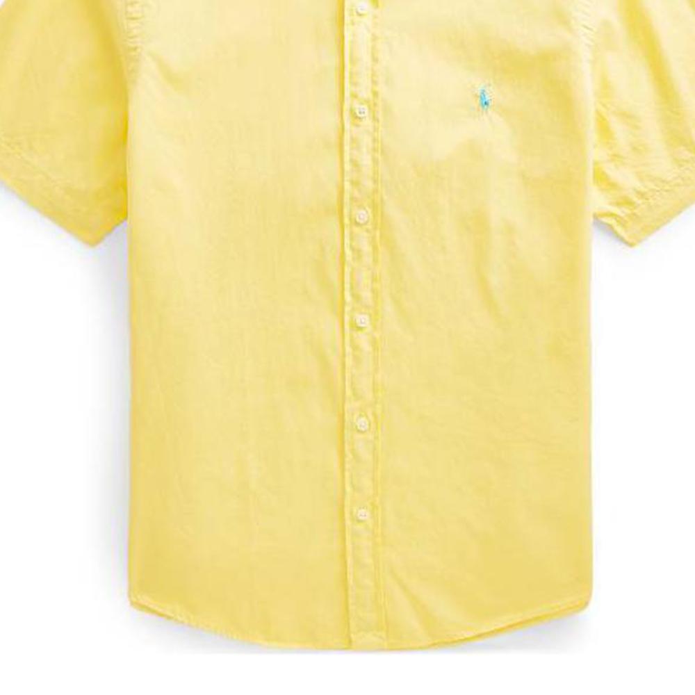 Polo Ralph Lauren Solid Color Logo Embroidered Polo Collar Button-Down Short Sleeve Shirt Men shirts Yellow 710822774-010