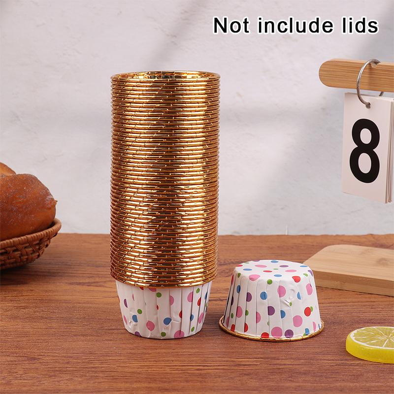 50Pcs/Set Disposable Cupcake Cups Or Lids Disposable Muffin Cups Heat Resistant Glossy Cupcake Liners Diy Baking Supplies