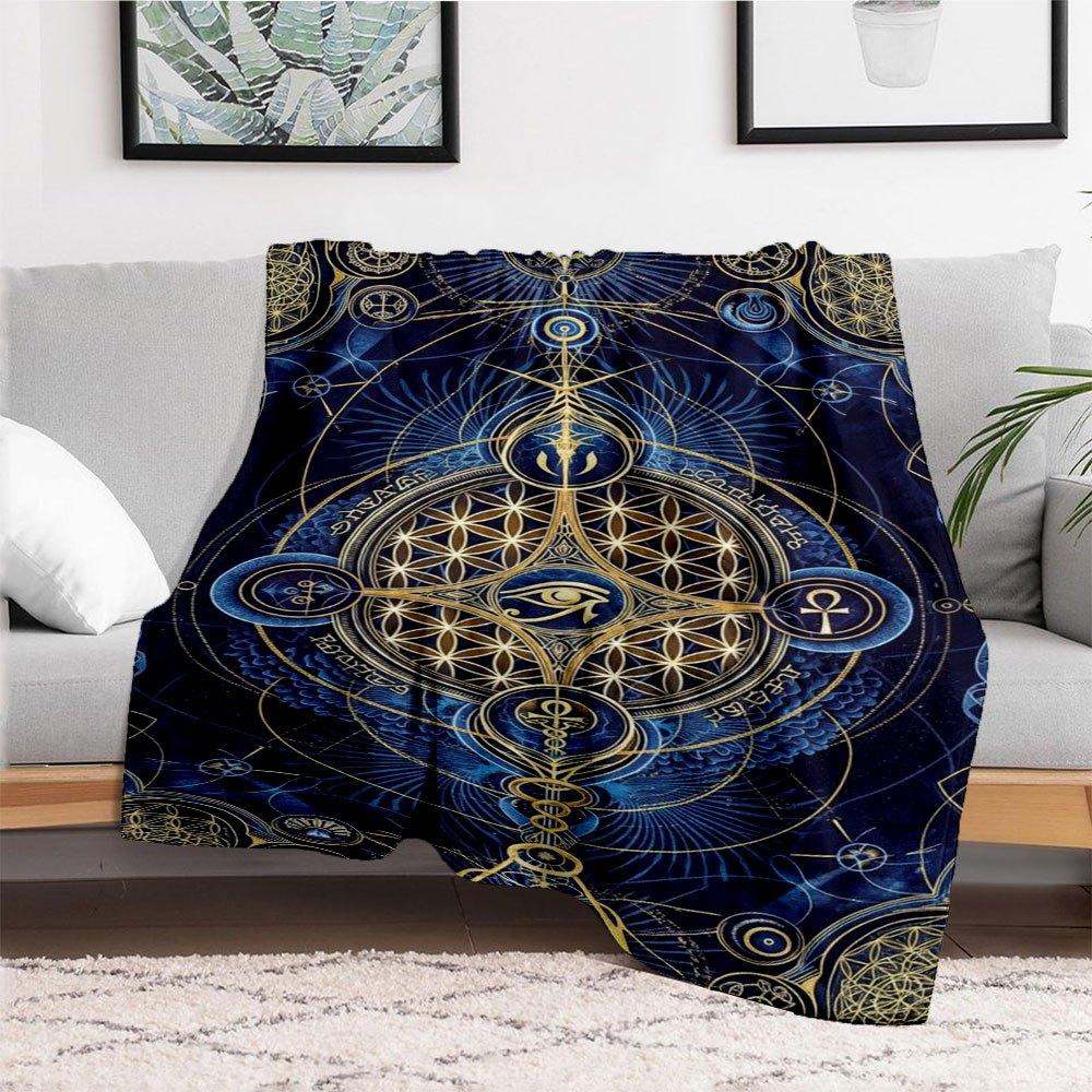Sacred Geometry Tapestry - Spiritual Symbols Wall HangingBlanket Flannel Throw Blanket for Sofa, Bed, Travel, Camping, Office, Couch, Chair,