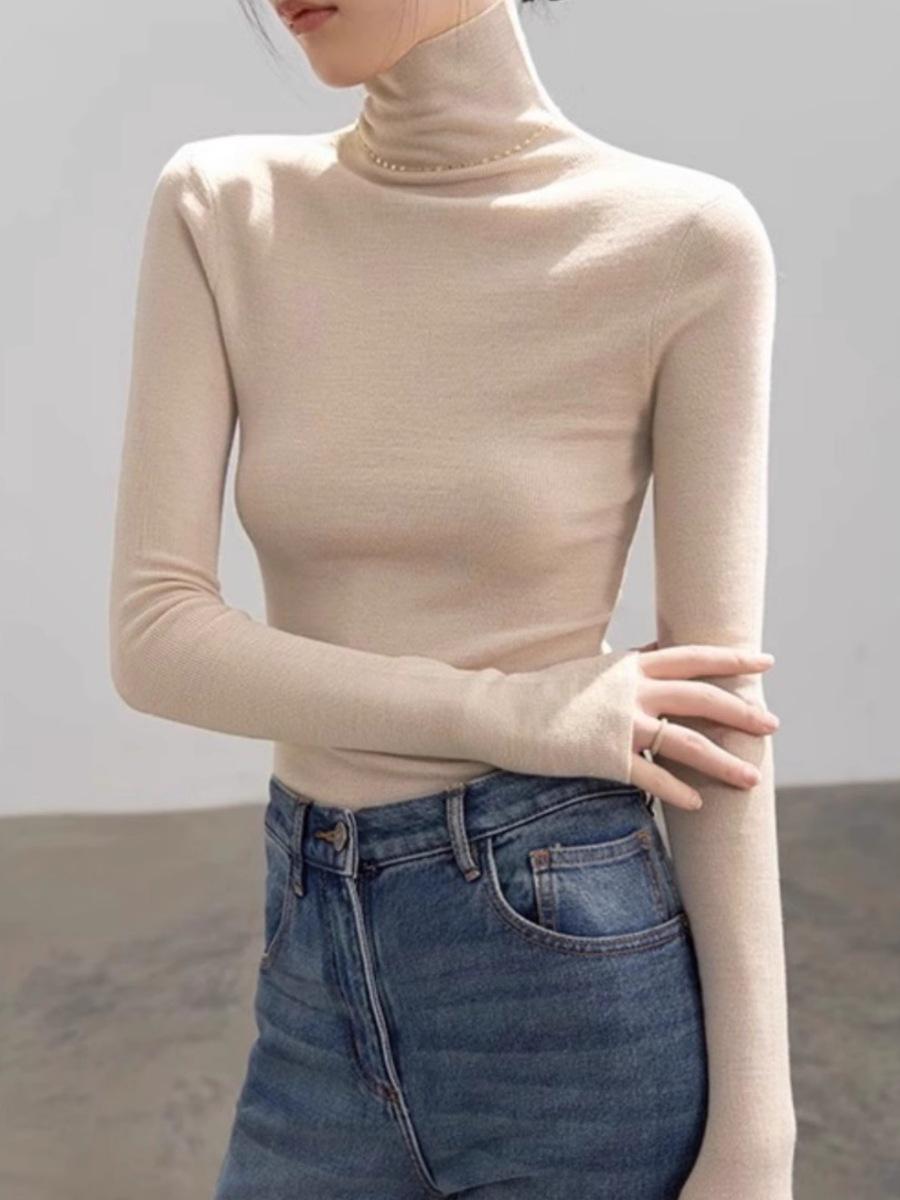 

Весенний вязаный свитер Slim Fit с высоким воротником 2025 года