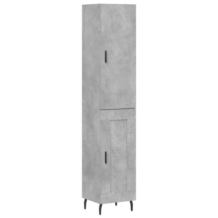 VidaXL Buffet haut Gris béton 34,5x34x180 cm Bois d'ingénierie 3199125