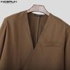INCERUN Men Collarless Long Sleeve One Button Loose Thin Blazer Coats