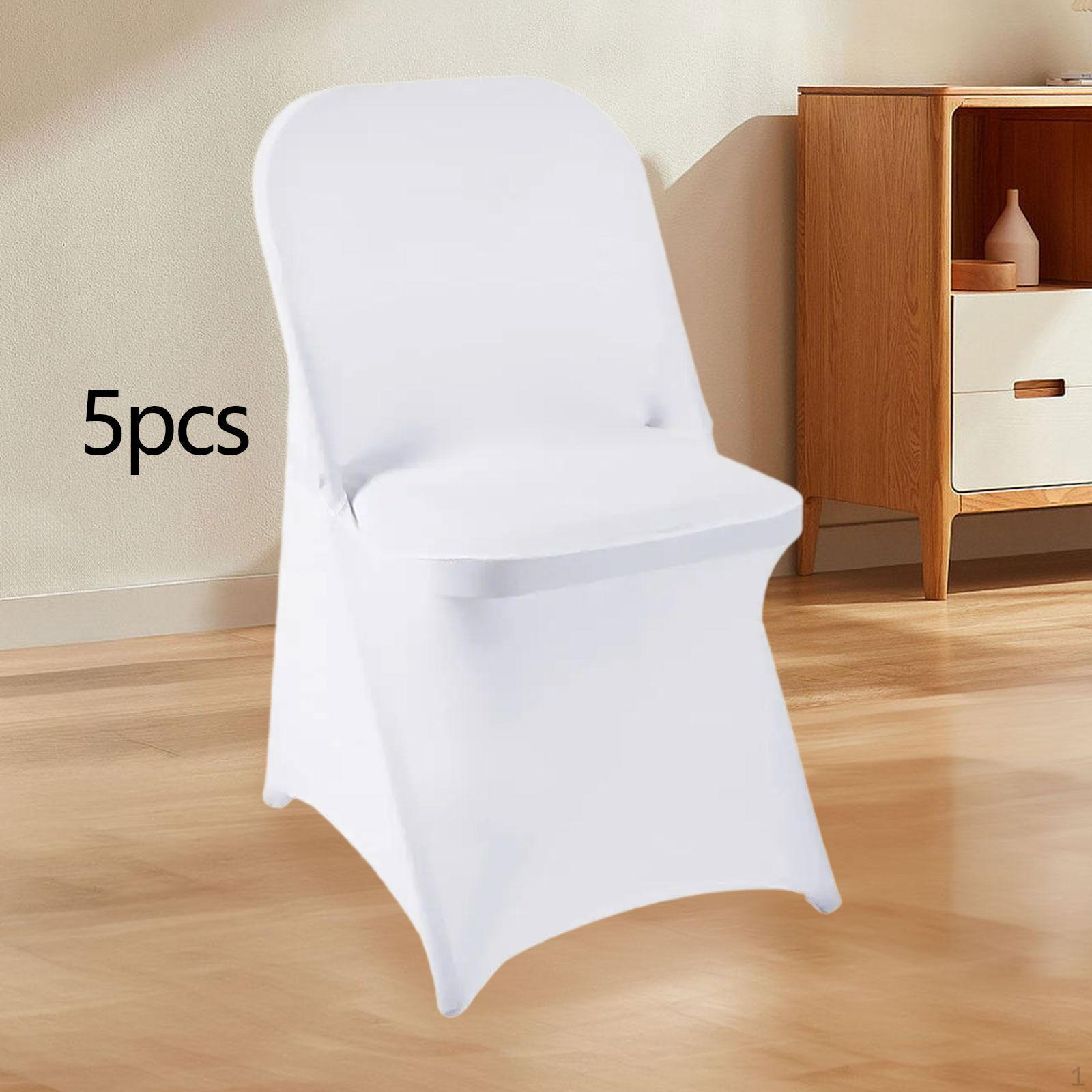 

5 Pieces Spandex Folding Chair Covers Slipcovers Protector for Decoration белый