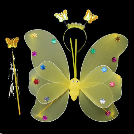 Leuchtende Schmetterlingsflügel & Zauberstab Feen-Set für Mädchen