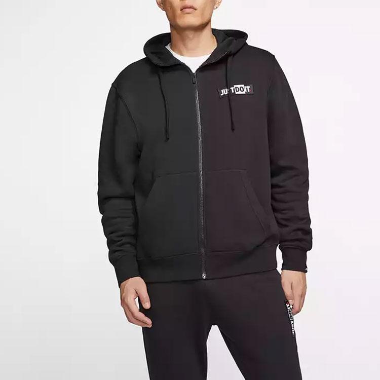 Nike SS20 Logo Hooded Fleece Jacket Men Jackets Black CJ4755-010