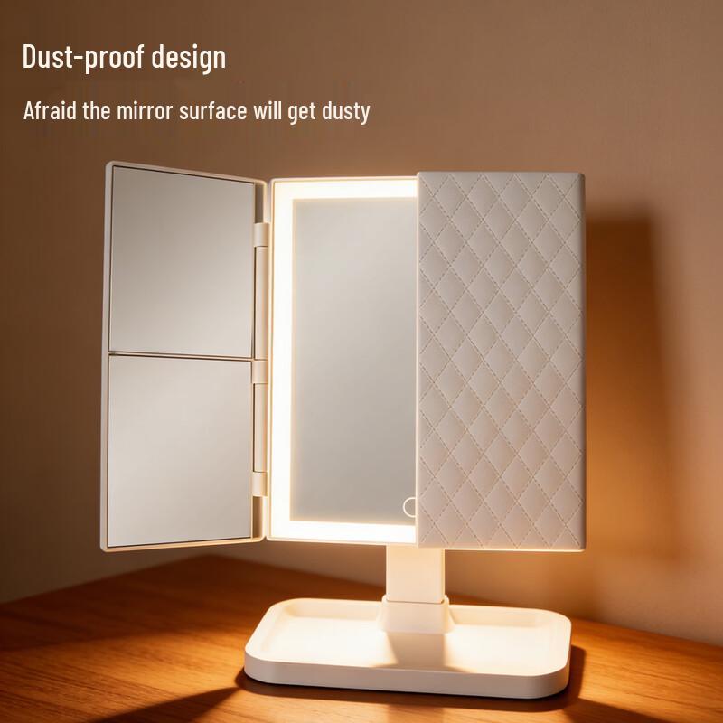 Oeny Foldable LED Makeup Mirror with Storage