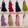 European & American Plus Size Pleated Dress with Rhinestones & 3D Flowers - Elegant Solid Color Long Women's Fashion