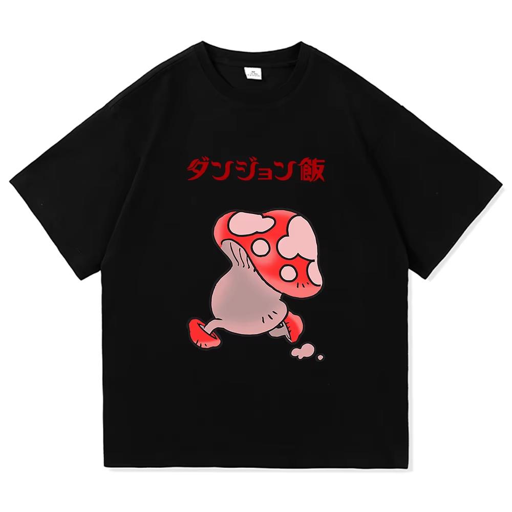 Vintage Lavé Délicieux dans le Donjon Donjon Meshi Laios Touden Falin Anime Imprimé T-shirt en Coton Hommes Femmes Tee Été Décontracté Mode Vêtements Hauts