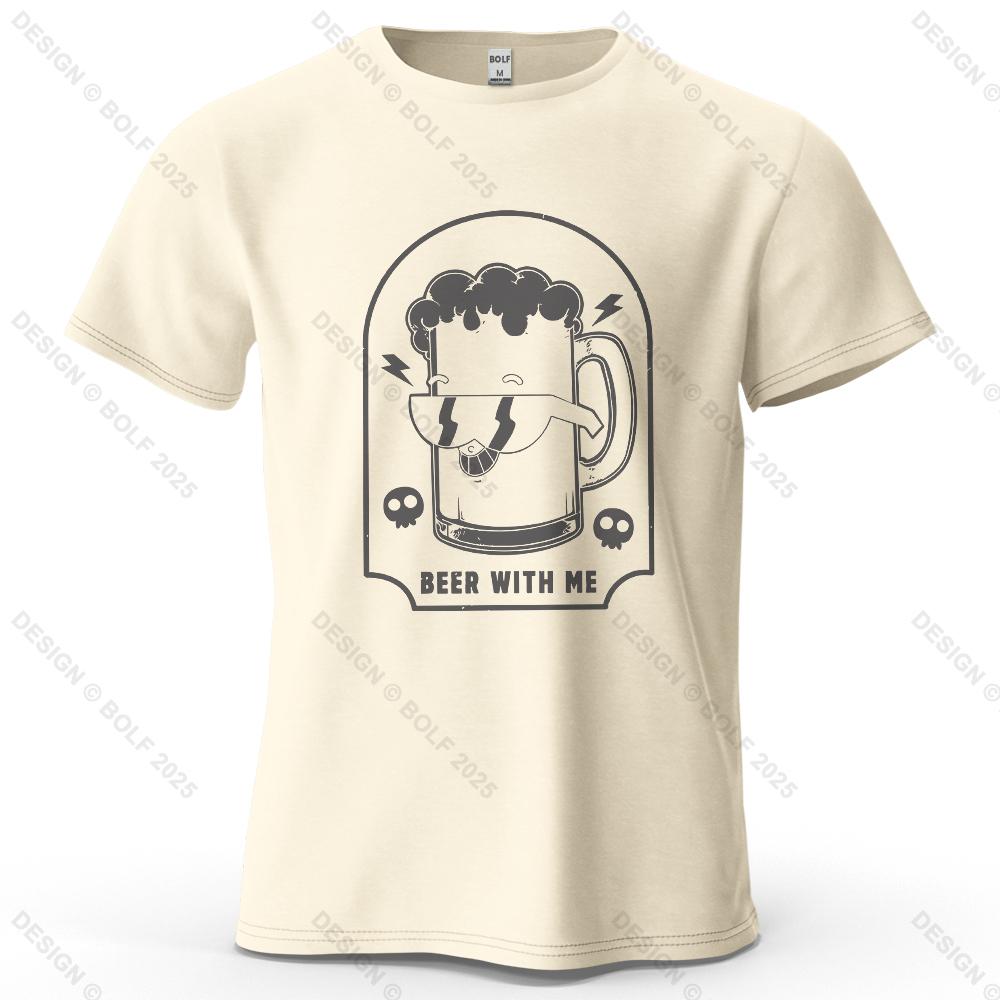 

Beer with Me Relaxed Printed Men s T-Shirt 100% Cotton Oversized Lively Party Graphic Tees for Women Tops Tees Casual Streetwear 4XL