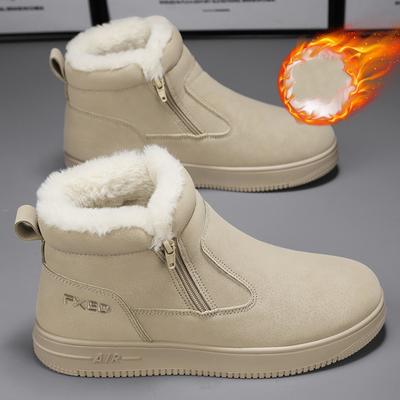 Moda Fuera de Límites Invierno Botas de Hombre Cálidas Piel Botas de Nieve Impermeables Cuero de Ante Peludas Botines al Tobillo Masculino Felpa Zapatos de Felpa Zapatos de Exterior