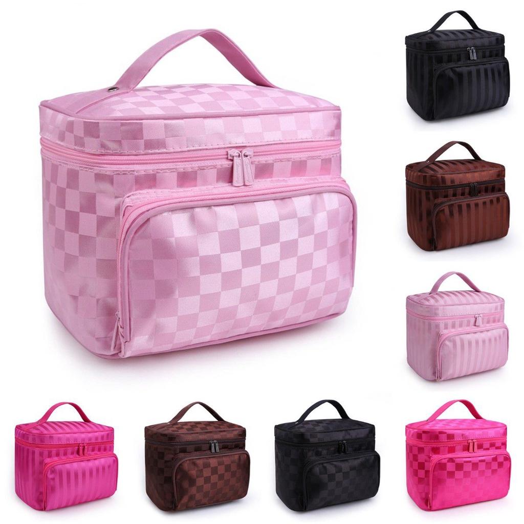 Fashionable Striped Women's Waterproof Cosmetic Bag With High Capacity